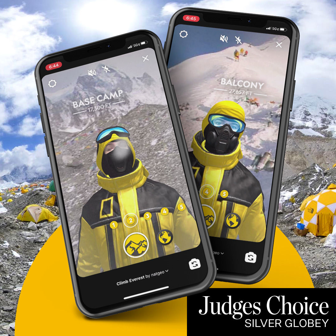 We received a Judges Choice Silver Globey at the inaugural “Best of AMIN Awards” at the 2021 AMIN Worldwide Global Conference for our National Geographic: Mount Everest Expedition AR filter. It is an honor to be recognized by our peers. #arfilter
hubs.li/H0ZGmKc0
