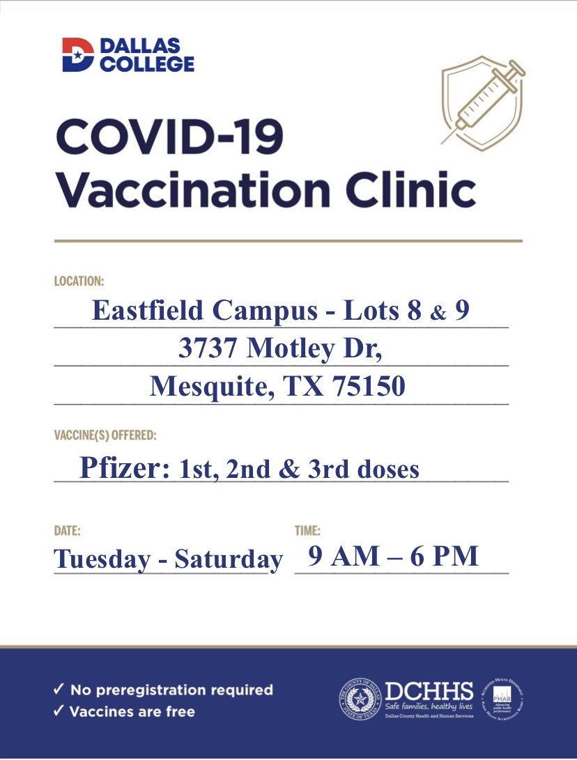⭕️Getting the FREE #COVID19 💉<a href="/eastfield_dc/">Dallas College Eastfield Campus</a> is now easier than ever. 

✅Claim a $25 Walmart gift card 🙌 when you receive any dose of the Pfizer vaccine.

🚦Enter the site via La Prada Ave. ⬇️⬇️