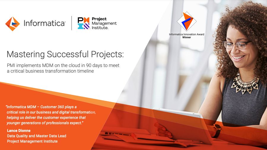 Informatica's tweet photo. Being #datadriven is 🔑 to @PMInstitute's #DigitalTransformation.
Find out how we helped their #ChiefDataOfficer use #data to shape #CX and improve engagement: https://t.co/ZaDoxVNYcK
#INFACX #DataDisruptor https://t.co/iE6rxDVMJE