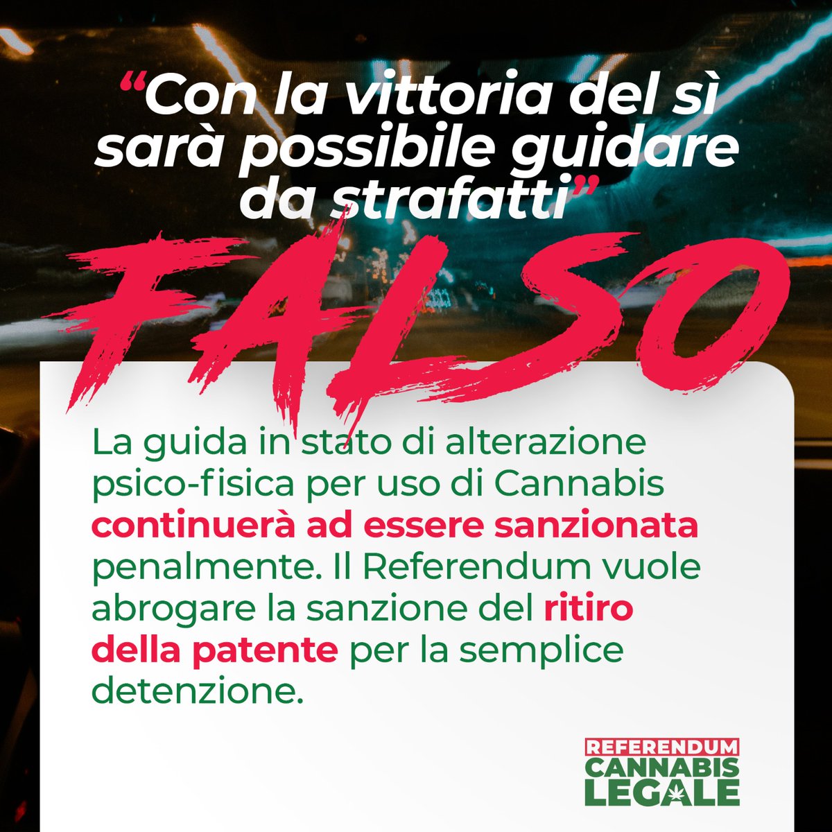 RefCannabis's tweet photo. 1) 🌱 Oggi se un consumatore viene sorpreso dalle forze dell'ordine con della cannabis in tasca rischia la sospensione della patente anche se in quel momento si trova a piedi o sul divano di casa!

#ReferendumCannabis https://t.co/aFJw4EMwPK