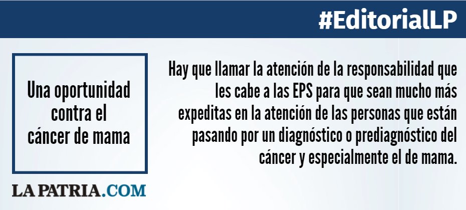 lapatriacom's tweet photo. #EditoriaLP Una oportunidad contra el cáncer de mama https://t.co/2Y9Q9NDqYm vía @lapatriacom https://t.co/mmAASQxp3V