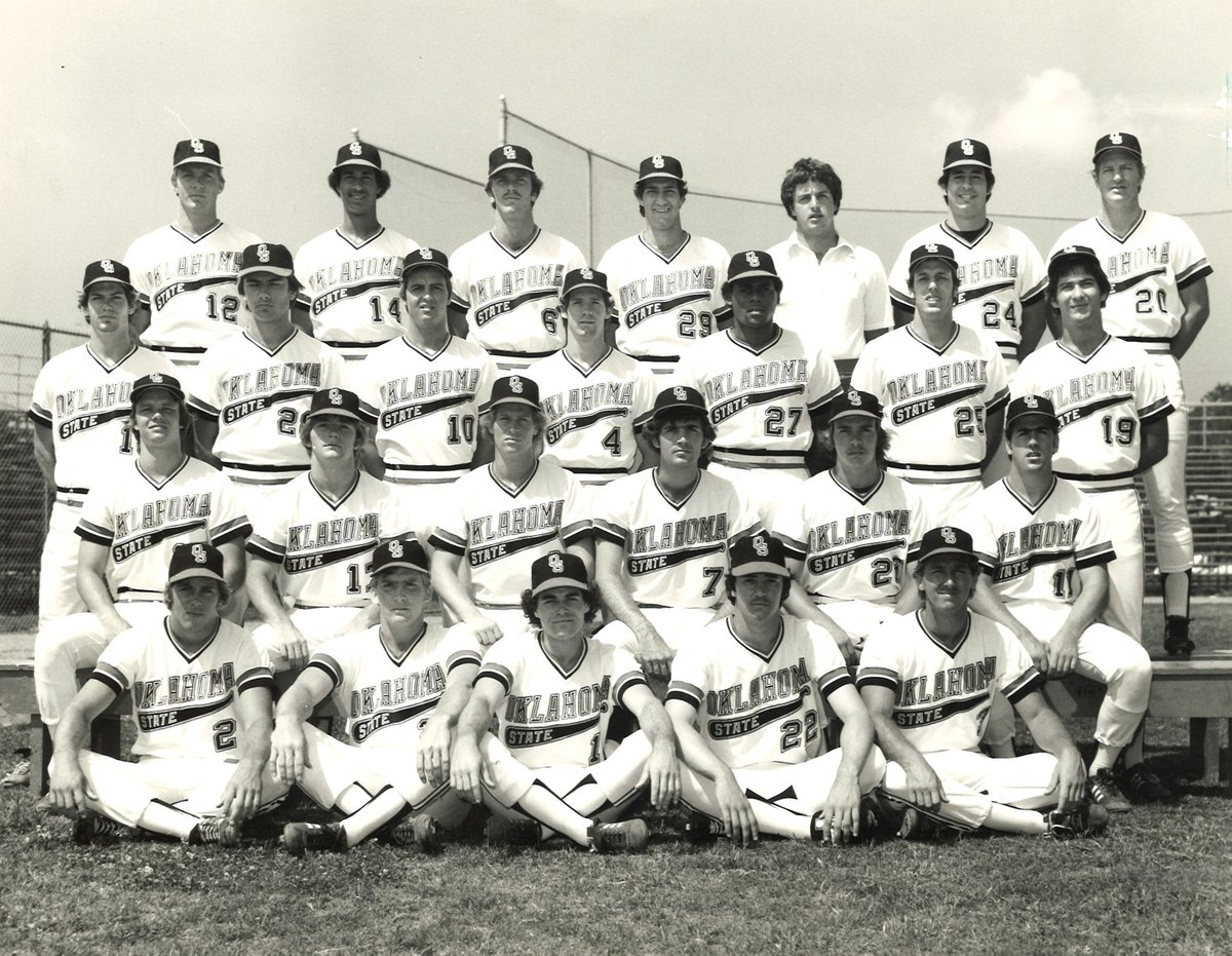 Taylor_Field's tweet photo. Second photo, top left - My dad, #12 haha. I love this. RT @OSUBaseball: DYK: @Braves pitching coach Rick Kranitz was on Gary Ward's first Cowboy Baseball team and won 19 games for the Pokes over the 1978 &amp; 1979 seasons.

#GoPokes https://t.co/EHsTuJvZWZ