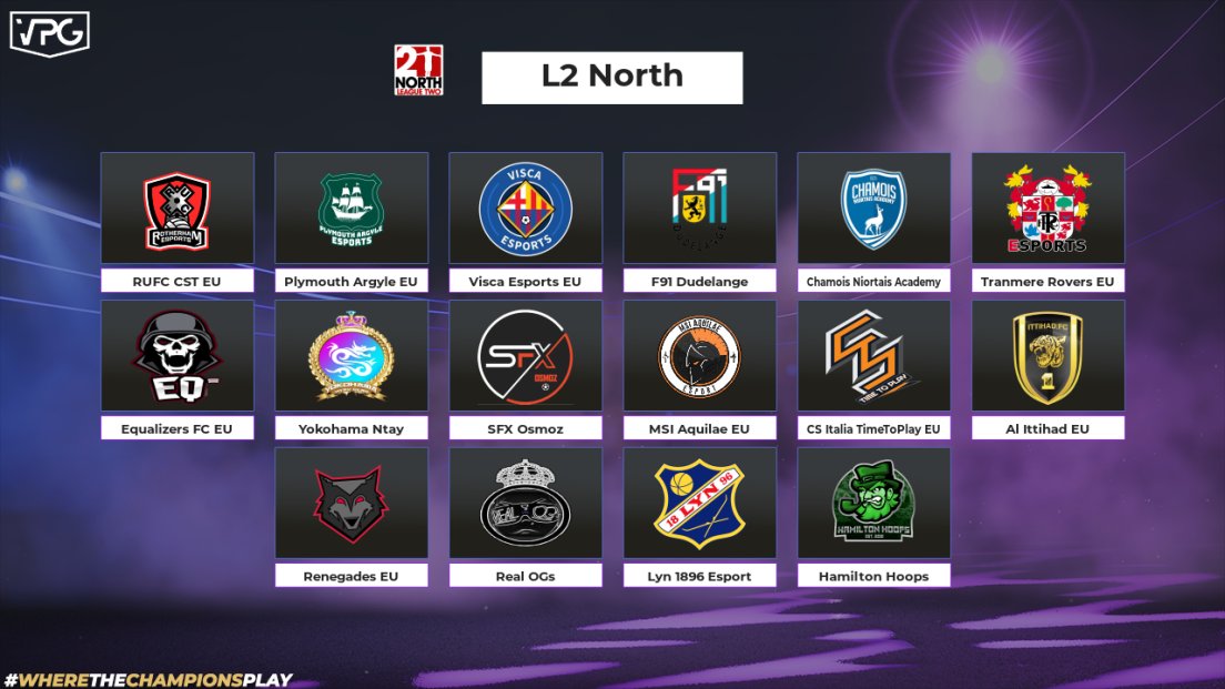 🏆 <a href="/VPGEurope/">Virtual Pro Gaming | Europe</a>
🇪🇺 L2 North and South

🙌 Best of luck to all the teams competing for the first season on @EASPORTSFIFA !

📆 Season begins on the 25th October! 

#VPG #ProClubs #FIFA22