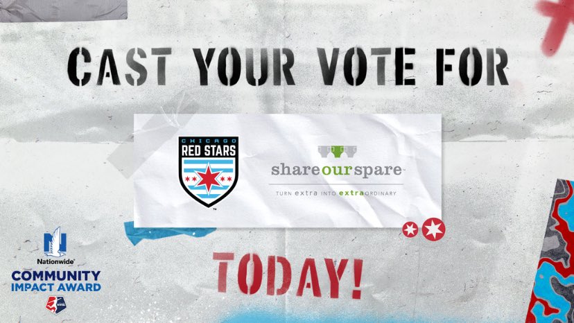 Chicago Stars FC (@thechicagostars) on Twitter photo π£ Red Stars fans! Thereβs still time to vote for <a href="/sarahlgorden/">Sarah Gorden</a> and our friends at <a href="/ShareOurSpare/">Share Our Spare</a>! π£
RT this, or tweet <a href="/chicagoredstars/">Stars FC</a> #NationwideImpactAward, and make your voices heard π³ π£ Red Stars fans! Thereβs still time to vote for <a href="/sarahlgorden/">Sarah Gorden</a> and our friends at <a href="/ShareOurSpare/">Share Our Spare</a>! π£
RT this, or tweet <a href="/chicagoredstars/">Stars FC</a> #NationwideImpactAward, and make your voices heard π³
