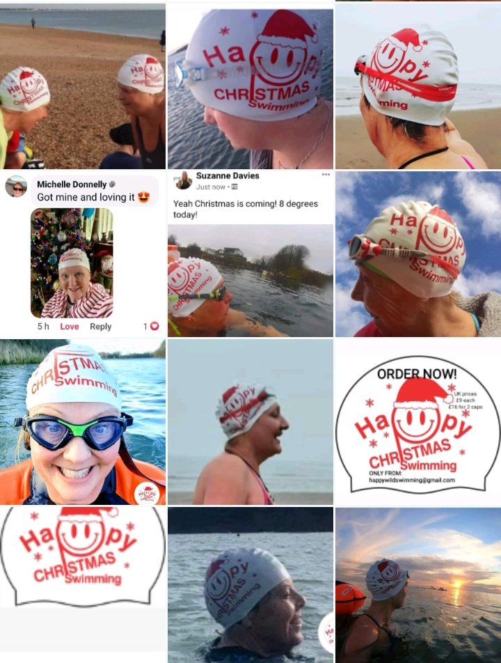 Join in the fun this Christmas ONLY AVAILABLE FROM happywildswimming@gmail.com
£9 each, 2 for £16 (UK postage included)
#happychristmasswimming #happychristmas #swimmingcaps #swimhats #christmasgifts #fungifts #happytimes #makingmemories #smiles #swimming