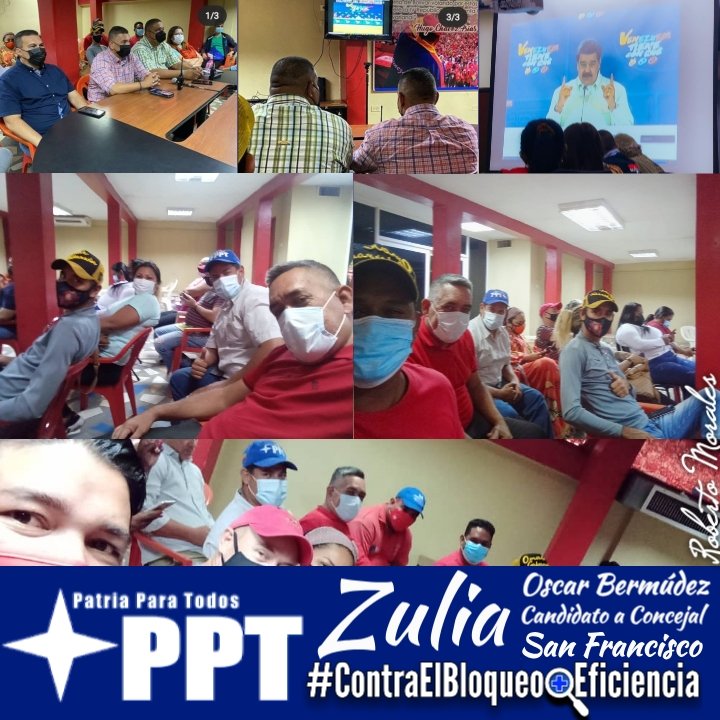 pptzuliaofi's tweet photo. Nuestro Candidato a Concejal Oscar Bermudez presente en el comando del PSUV San Francisco en Videoconferencia con el Presidente Nicolás Maduro Moros y nuestro Alcalde Dirwings Arrieta.
#ContraElBloqueoMasEficiencia #ProducirEsLaClave #PPTNoSeRinde #PPT #VenezuelaTieneConQué https://t.co/XwkeHTe5bj