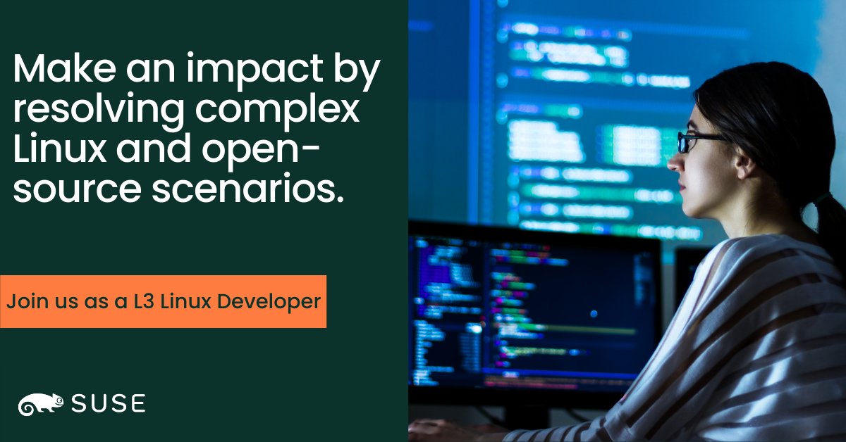 marcosthompson's tweet image. .@SUSE is looking for #LinuxDevelopers to join our global L3 Support Team! If you have experience with #Linux distributions and want to challenge yourself in a fun and creative environment, #ChooseOpen and join us as a Linux Developer. Apply here➡ okt.to/IuqSvn