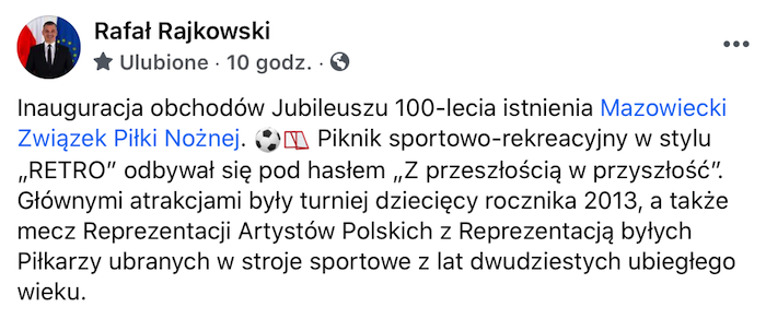 SejmikMaz's tweet photo. 🟠 Wicemarszałek #Mazowsze Rafał #Rajkowski informuje o inauguracji obchodów Jubileuszu 100-lecia istnienia Mazowieckiego Związki Piłki Nożnej ⚽️🥅
Piknik sportowo-rekreacyjny w stylu „RETRO” odbywał się pod hasłem „Z przeszłością w przyszłość”... ⤵️ https://t.co/z2NRgLVwOP