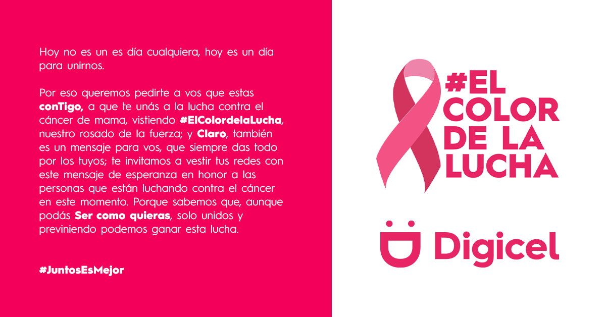 digicel_sv's tweet photo. Unite a nosotros y llevemos con orgullo #ElColorDeLaLucha, porque siempre #JuntosesMejor 🙌@tigoelsalvador @claroelsalvador @movistar_sv https://t.co/BoKlntQ0Nq