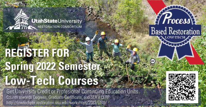 RestorationUSU's tweet photo. Want to learn more about #lowtechPBR (restoration) of #riverscapes? Consider taking our popular @USU_WATS espresso courses ☕️for Uni or CEU credit (https://t.co/DnbjrN0iq4). These count towards new MoRE degree or SER CERT! Or... take our self-paced courses anytime for free! https://t.co/pQhGDR1V84