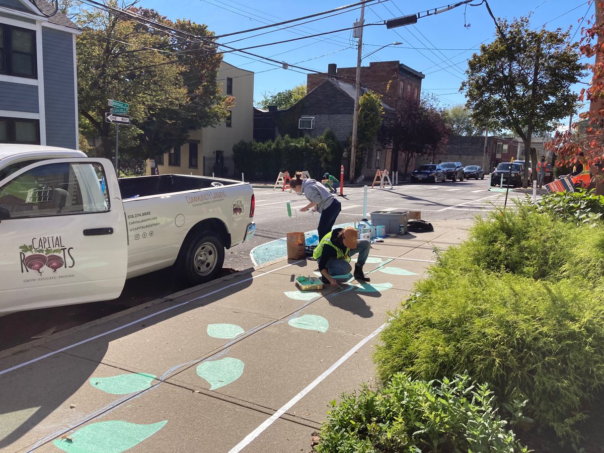 Looks like <a href="/CapitalRootsNY/">capitalrootsNY</a> is already out here getting ready! Join us from 2-4 at the Howe Branch for street painting, games, free food, and giveaways!