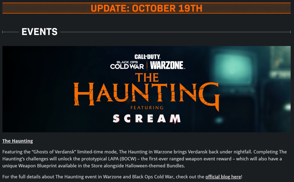 Image shows text that explains The Haunting LTM in Warzone.