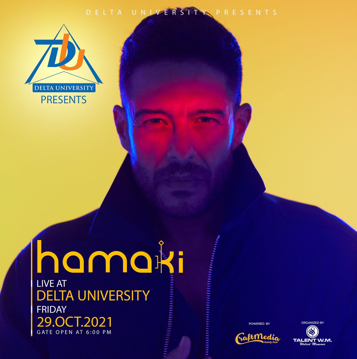 Hamaki's tweet photo. طلاب #جامعة_الدلتا، جاهزين؟ 🔥 
هشوفكم إن شاء الله يوم الجمعة، ٢٩ أكتوبر 
#HamakiXDeltaUniversity https://t.co/Fx6HfriOq3