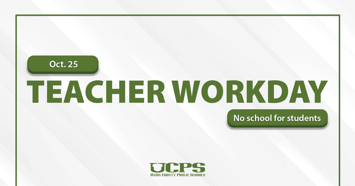 Heads up, parents and students! Monday, Oct. 25 is a teacher workday (no school for students). #ucps #teamucps <a href="/AGHoulihan/">Andrew G. Houlihan</a>