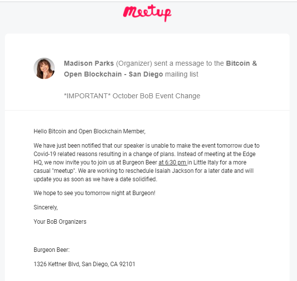 JrDucs's tweet photo. @AltcoinDailyio #SanDiego #BTC #meetup @630pm #19OCT2021 https://t.co/xOZuihNcyj