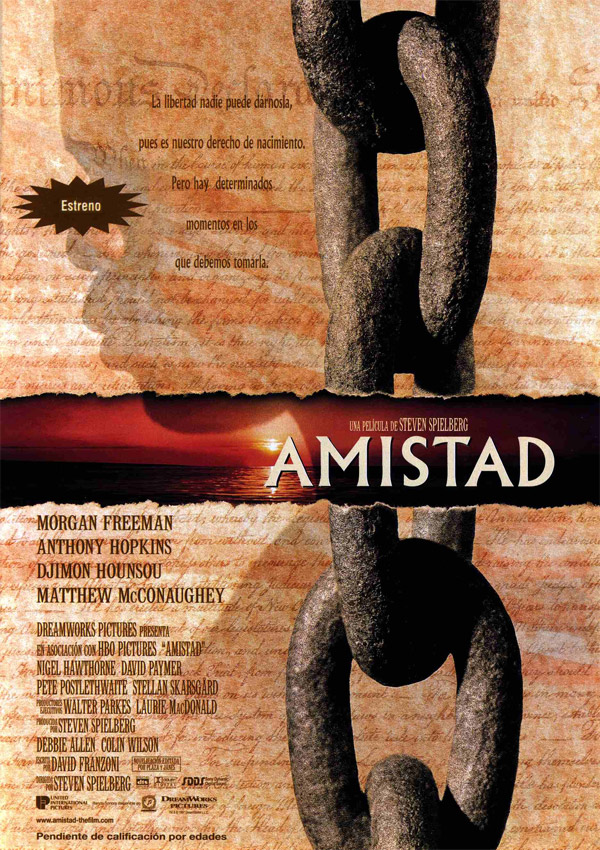 Te recomendamos ver la película Amistad (1997) de Steven Spielberg, protagonizada por Anthony Hopkins  Matthew McConaughey y  MorganFreeman imdb.to/2Ym47hU #Películas #Recomendaciones