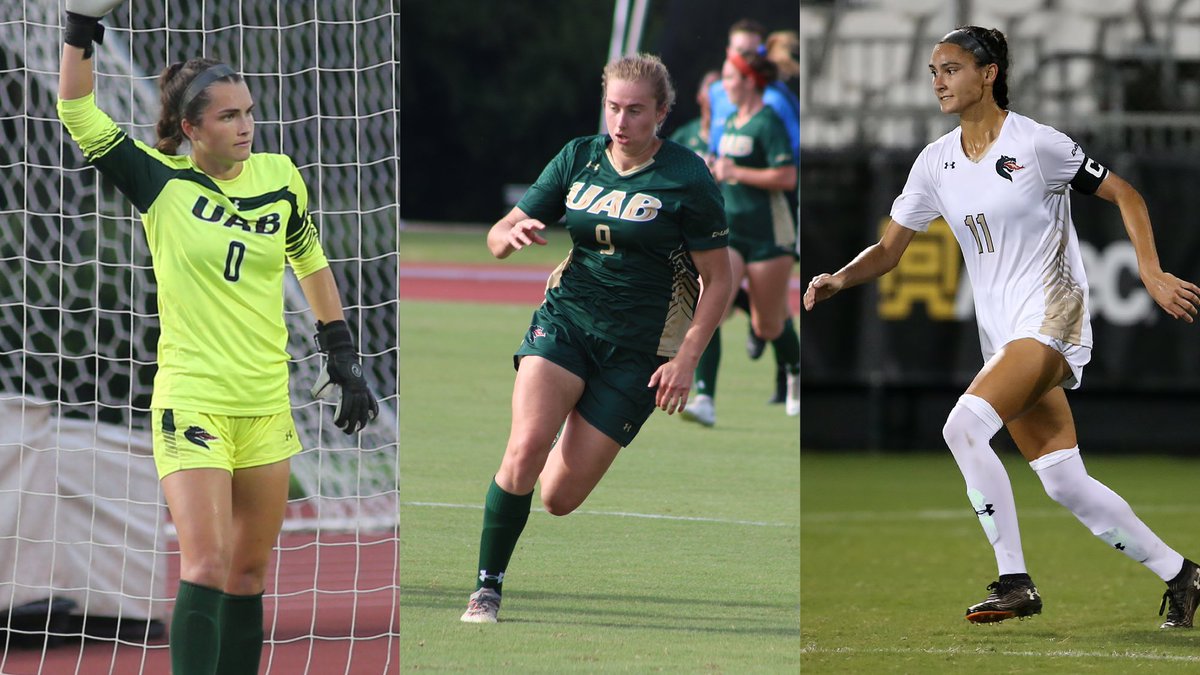 UAB_WSOC's tweet photo. For the first time in program history, UAB has won all  3⃣ @ConferenceUSA weekly awards. 

⚽️Goalkeeper of the Week:  @eve_beyer
⚽️Offensive Player of the Week: Laura Zemberyova
⚽️Defensive Player of the Week:  @ashazuniga

📰 https://t.co/llhp4YdEsd 

#WinAsOne | #80UP https://t.co/KrXUuseJm7