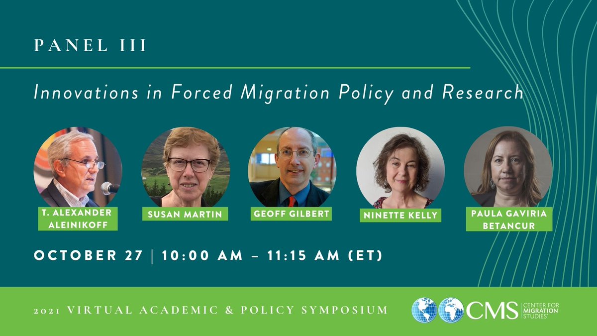 Center for Migration Studies (@cmsnewyork) on Twitter photo Ninette Kelley, <a href="/isimsmartin/">Susan Martin</a>, T. Alexander Aleinikoff, <a href="/PaulaGaviriaB/">Paula Gaviria</a>, and Geoff Gilbert will discuss "Innovations in Forced Migration Policy and Research" at CMS's Academic & Policy Symposium on 10/27.
Don't miss this free, virtual conference!
Register: forms.gle/4Wa54PfsWH839H… Ninette Kelley, <a href="/isimsmartin/">Susan Martin</a>, T. Alexander Aleinikoff, <a href="/PaulaGaviriaB/">Paula Gaviria</a>, and Geoff Gilbert will discuss "Innovations in Forced Migration Policy and Research" at CMS's Academic & Policy Symposium on 10/27.
Don't miss this free, virtual conference!
Register: forms.gle/4Wa54PfsWH839H…