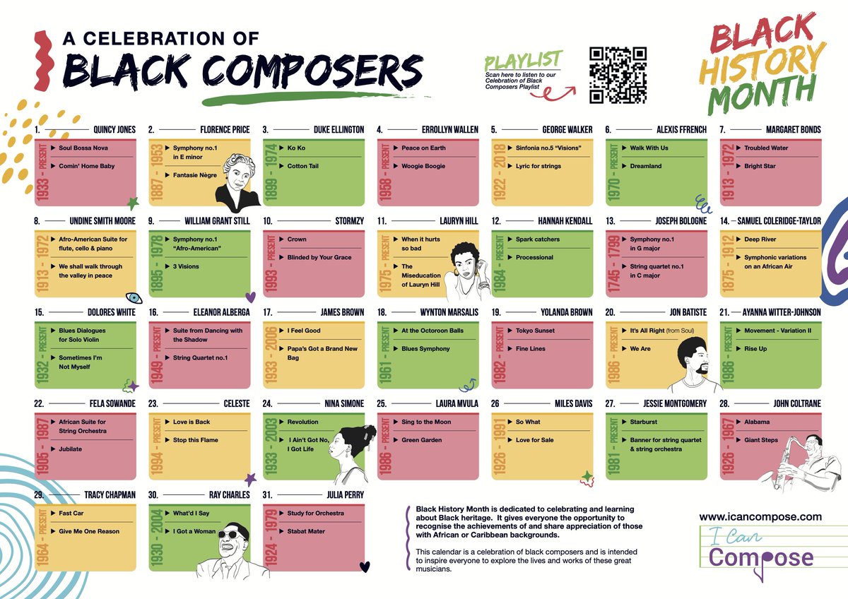 Penryn College (@collegepenryn) on Twitter photo 🎶 As part of our celebrations for #BlackHistoryMonth, our students have been using this <a href="/i_can_compose/">I Can Compose</a> calendar to explore the lives and works of Black musicians.
It's displayed in our Music department, and features a QR code which directs you to a Black Composers playlist! 🎧 🎶 As part of our celebrations for #BlackHistoryMonth, our students have been using this <a href="/i_can_compose/">I Can Compose</a> calendar to explore the lives and works of Black musicians.
It's displayed in our Music department, and features a QR code which directs you to a Black Composers playlist! 🎧