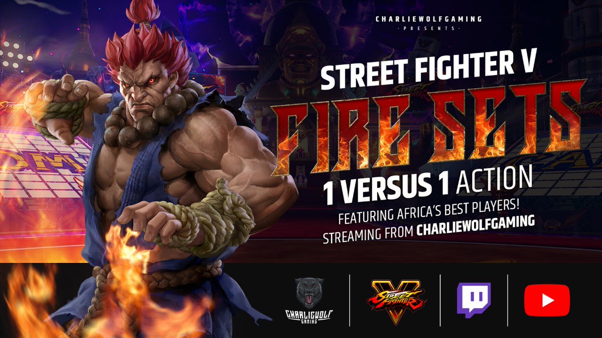 CharlieWolfGam1's tweet photo. History is made tonight at 8pm (CAT) as CharlieWolfGaming features it's first #StreetFighterV 🔥 set. Catch @ElliotRamaube 🇿🇦 vs @MarkTheShark92 🇿🇦 in an epic FT10 set, on both https://t.co/THfet2c7D1 and https://t.co/FJRt8aGG7v.

#FGC https://t.co/n9J83Wsn8F