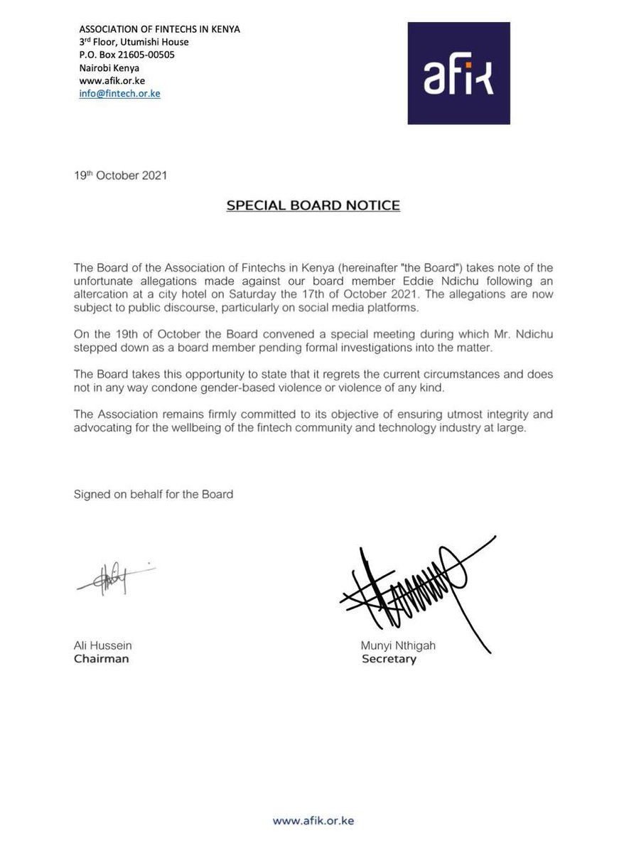 Asmali77's tweet photo. Eddy Ndichu steps down from the Association of Fintechs in Kenya https://t.co/uurnl0m3dr
