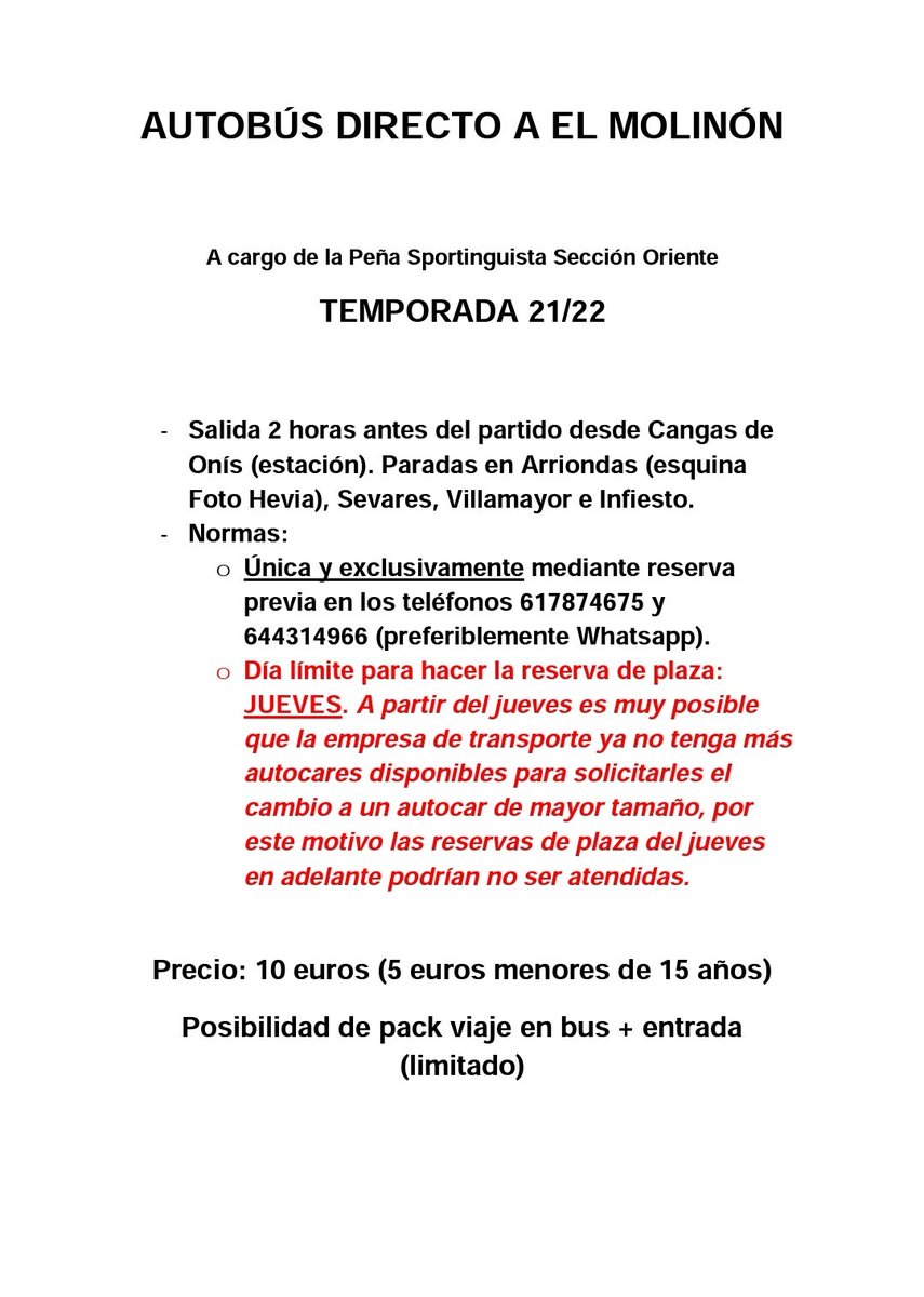 seccionoriente's tweet photo. Poco a poco volvemos a la normalidad y vuelve nuestro servicio Directo Al Molinon! Imprescindible reserva de plaza! https://t.co/3wu9ZhbIOH