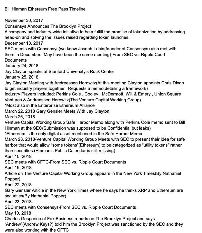 digitalassetbuy's tweet photo. Hi @GaryGensler @jerrybrito @mikejcasey @virtuallylaw were any of you guys involved in the Venture Capital Working Group discussions which led to the Safe Harbor document sent to the SEC in March 2018 and eventually gave ETH a free pass?  I'm trying to update my timeline here. https://t.co/LLrOKTw6pa