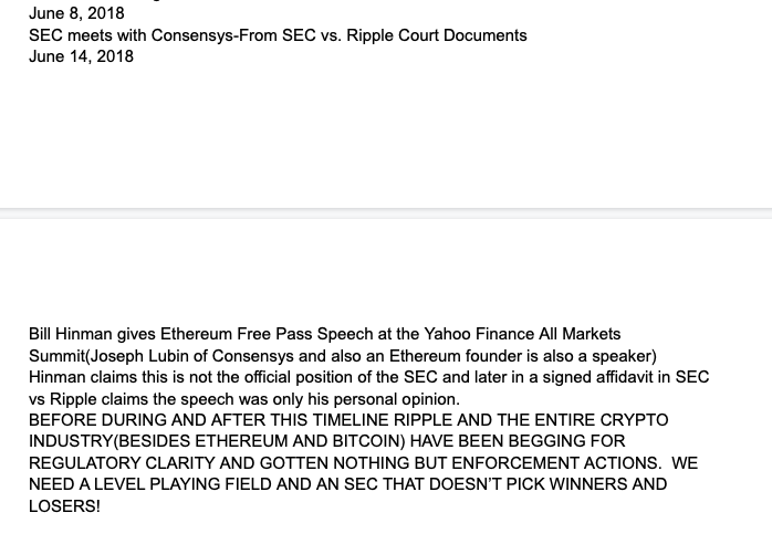 digitalassetbuy's tweet photo. Hi @GaryGensler @jerrybrito @mikejcasey @virtuallylaw were any of you guys involved in the Venture Capital Working Group discussions which led to the Safe Harbor document sent to the SEC in March 2018 and eventually gave ETH a free pass?  I'm trying to update my timeline here. https://t.co/LLrOKTw6pa