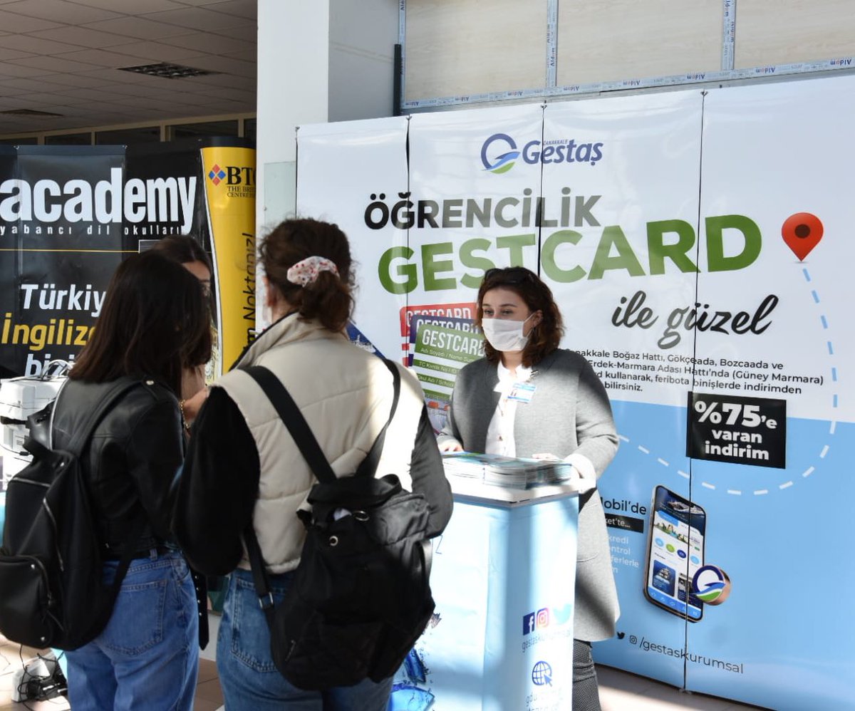 Merhaba Üniversiteli✋
Bu hafta içi <a href="/onsekizmartuni/">ÇOMÜ</a> Terzioğlu Kampüsü ÖSEM'deyiz. Feribota binişlerde yüzde 75'e varan indirim sağlayan Gestcard Öğrenci Kartları sizleri bekliyor. #gestaş #çanakkale #gestcard #gestcardilegeçkarşıya