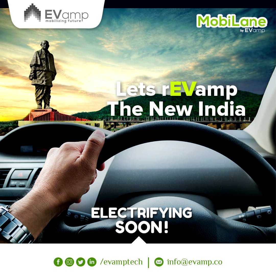 EVampTech's tweet image. Lets rEVamp the new India.
#electrifyingsoon 
#evampzarurihein #mobilizing #future #gujarat
#ahmedabad_instagram #statueofunity #revolution #change #evindia #electricchargingstation #evamptech #evolving #greenfuture #greenenergy #evcharging #mumbaidiaries