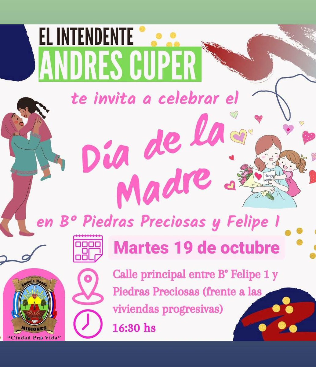 EL INTENDENTE ANDRÉS CUPER INVITA CORDIALMENTE A PARTICIPAR... 

#DiaDeLaMadre 
#Wanda
