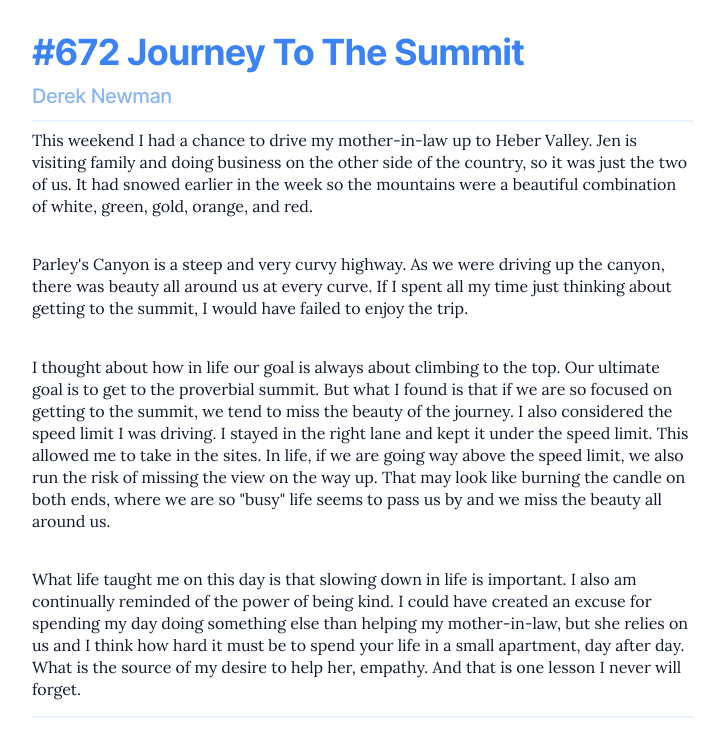 #672 Journey To The Summit