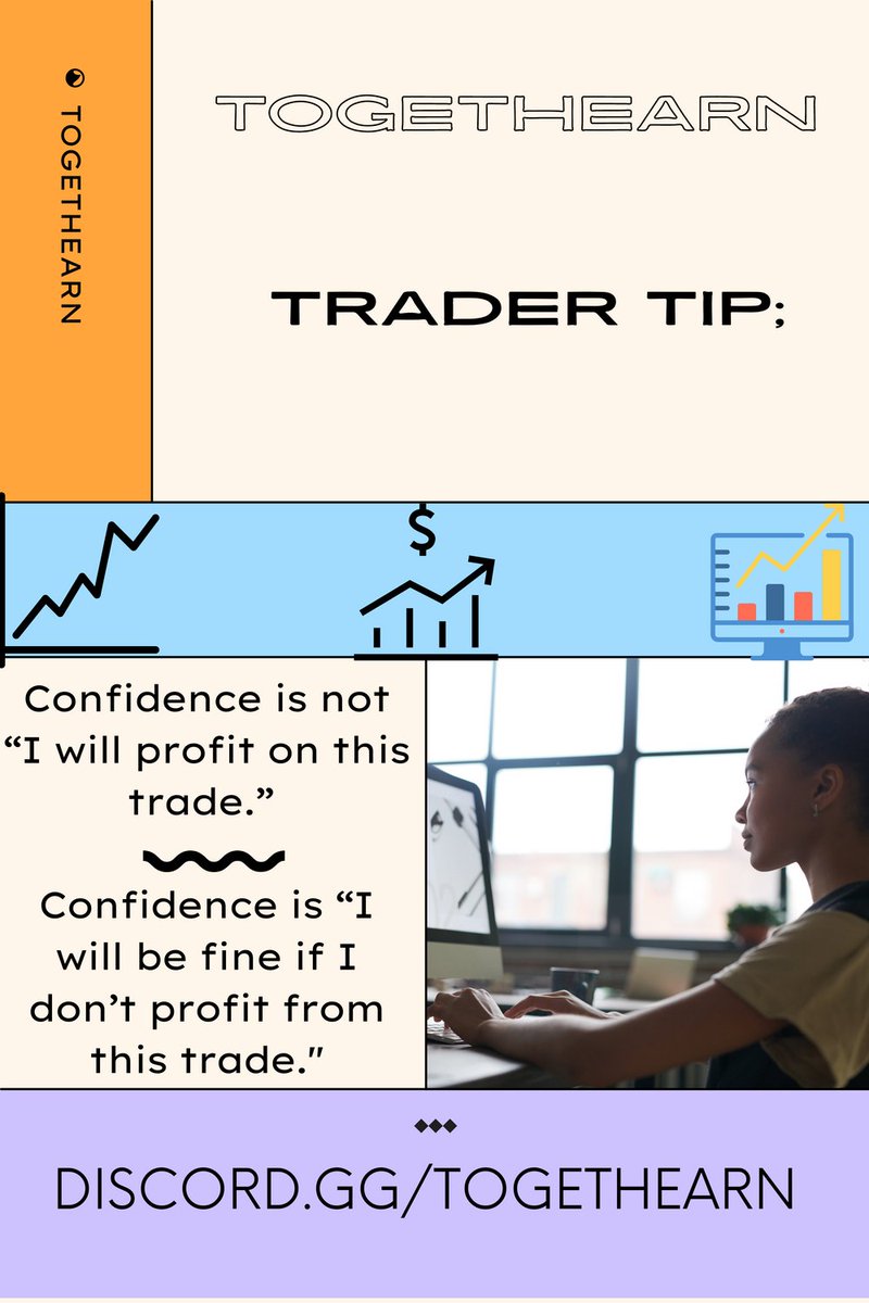 togethearn's tweet photo. Trader Tip:

Confidence is not “I will profit on this trade.” 

Confidence is “I will be fine if I don’t profit from this trade."

#stocks #stockmarket #trading #investing #daytrading #options #crypto #tradertip #togethearn https://t.co/YbBfV6yh8A