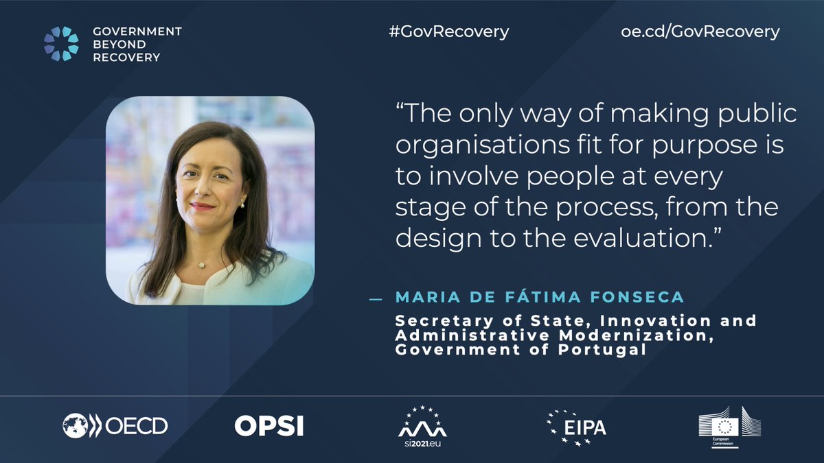 OPSIgov's tweet image. Just said by Maria de Fatima Fonseca from @modernizacao_pt 🇵🇹 on involving people at every stage of the process!

#GovRecovery - happening NOW
💭bit.ly/3iX4Ayu