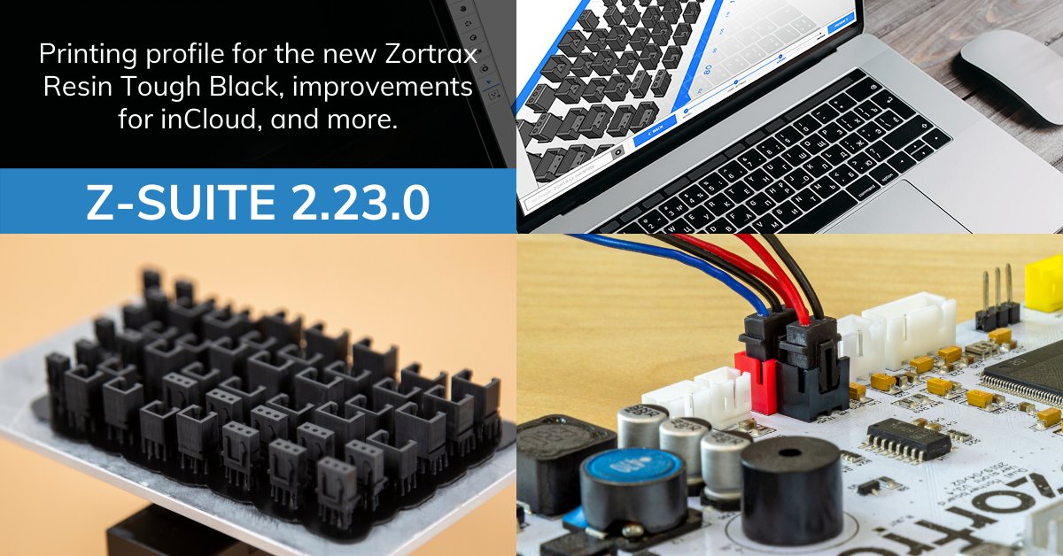 Zortrax_3D's tweet photo. New Resin Tough Black is now available 👉https://t.co/UhQWeYgj6O. Download Z-SUITE 2.23.0 with printing profile for Resin Tough Black and a few changes that will upgrade your experience with our slicer 👉https://t.co/myu5qVVR1G.
#3dprinting #zortraxinkspire #zortrax #zsuite https://t.co/7HxKHeR19a