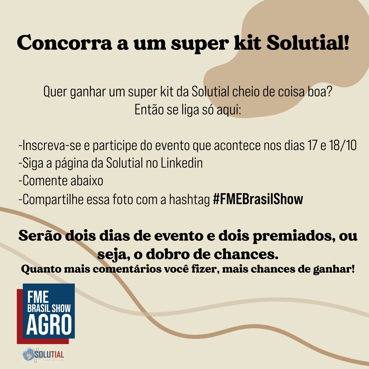 solutial_br's tweet photo. Quer saber como você pode estar levando esse super kit da Solutial? Dá só uma olhada
Inscrições pelo link: https://t.co/TlwaHx3aNX
#FME #FMECommunity #FMEBrasilShow #Agro #AgroTech #AgroBusiness #AgroCana #Agronegocios #SafeSoftwarePartner https://t.co/qXLZpCqZIG