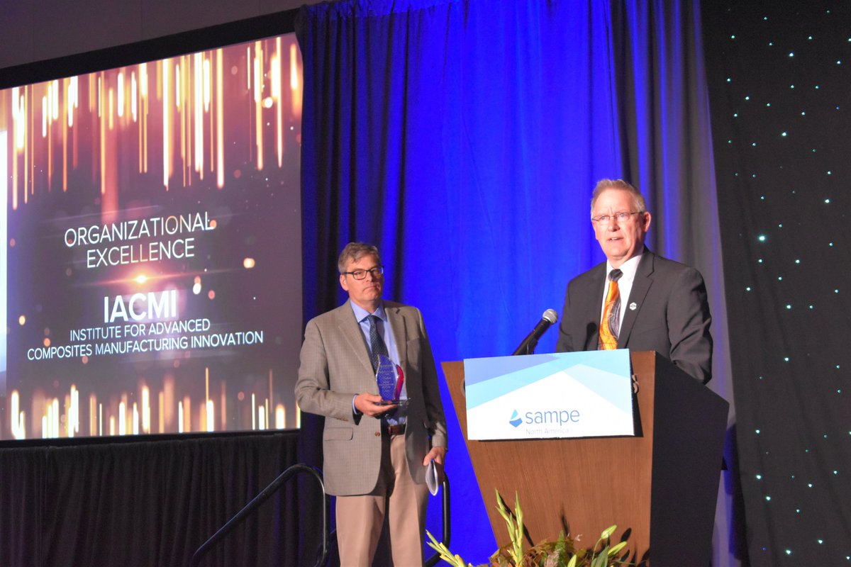 iacmihq's tweet photo. IACMI was honored as a winner of the @SAMPE 2021 Organizational Excellence Award. The award recognizes organizations from industry, academia, and/or government that exemplify the best of SAMPE from within the advanced materials and process community as a whole. 

  #camx2021 https://t.co/AkX9QaWfsG