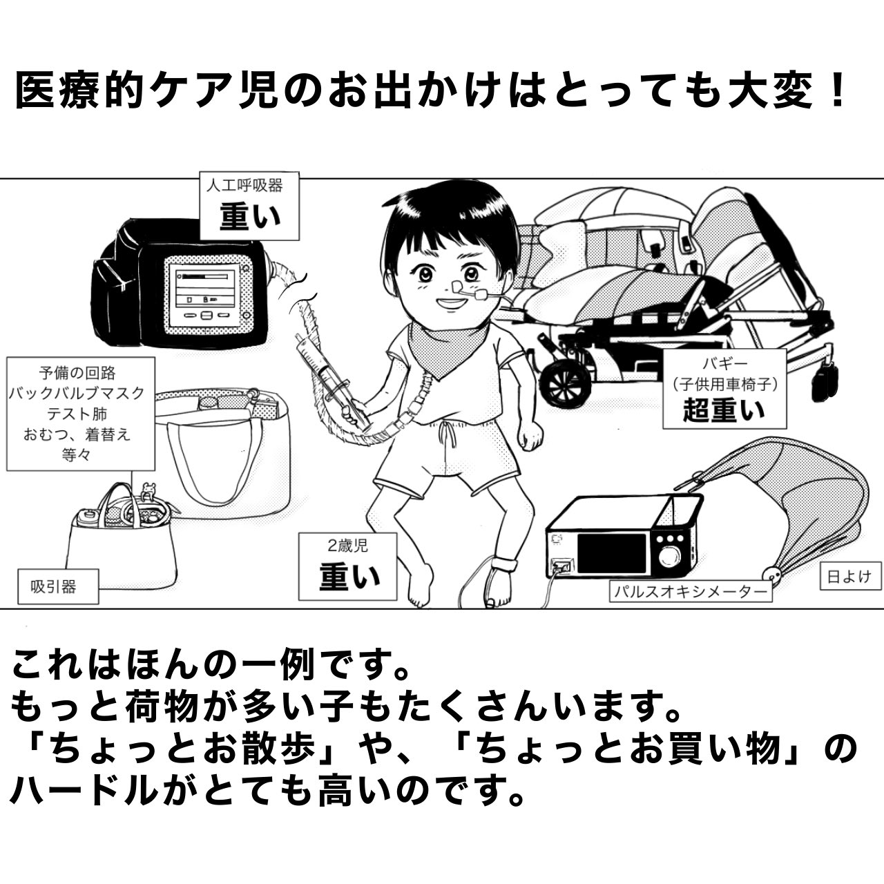 おりー Twitter પર これをママ一人で全て運ぶのは本当に大変 医療的ケア児 重症心身障害児 子供用車椅子 人工呼吸器 障害者 おでかけ 知ってほしい T Co Apajt2xr9h Twitter