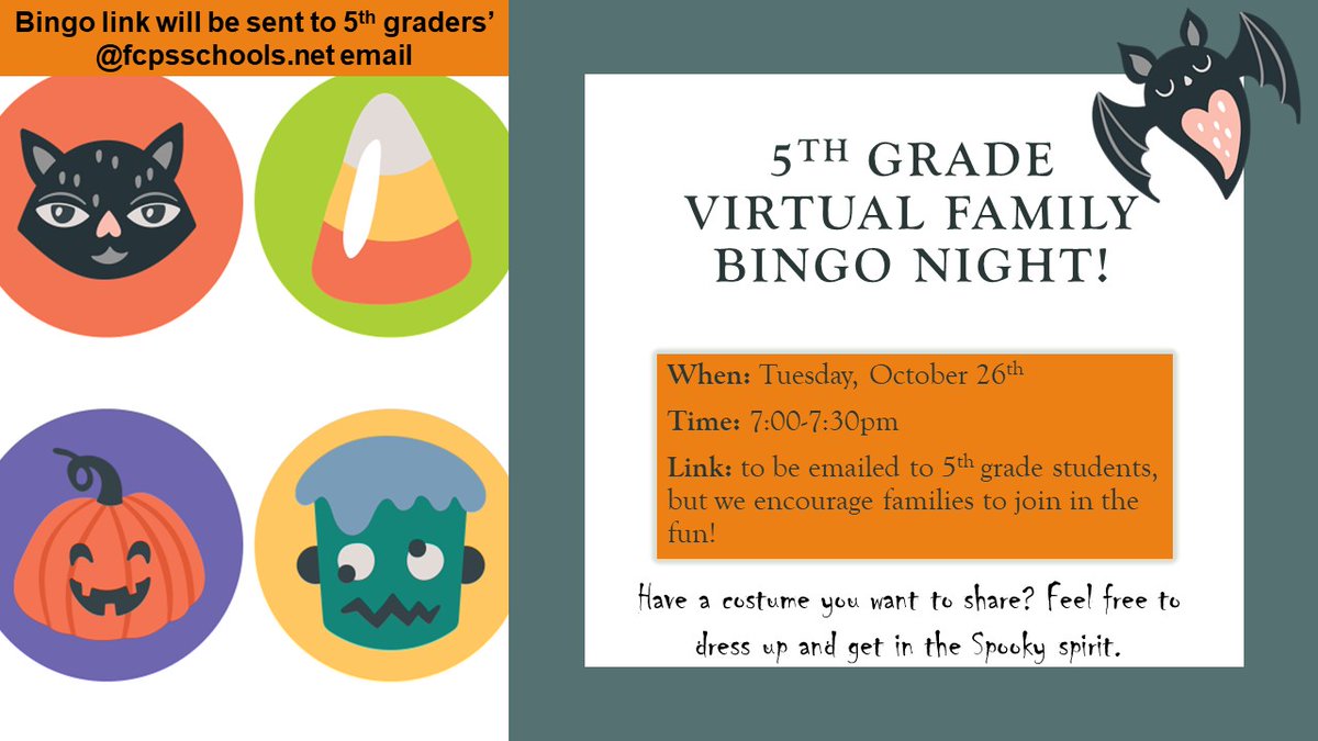 Kat Ngo (@katngo_) on Twitter photo 5th Grade's First Virtual Family Night is next Tuesday (10/26) at 7pm. Come join us for some spooky Bingo! The link will be emailed to 5th grade #MVWES students. @ShelbyEichstedt @MvwStewart5th <a href="/MrsEwingsclass/">Heather Ewing</a> 5th Grade's First Virtual Family Night is next Tuesday (10/26) at 7pm. Come join us for some spooky Bingo! The link will be emailed to 5th grade #MVWES students. @ShelbyEichstedt @MvwStewart5th <a href="/MrsEwingsclass/">Heather Ewing</a>