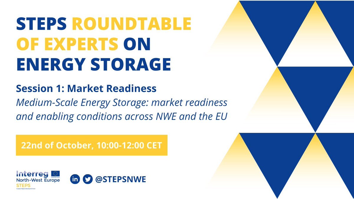 stepsnwe's tweet photo. Curious about #EnergyStorage in the EU? Join us in the first #STEPSNWE roundtable where experts from across the EU will discuss the market readiness and the enabling conditions across the region for medium-scale #estorage
Register today via https://t.co/CXE9HfcgkE https://t.co/6mtM8yYFMG
