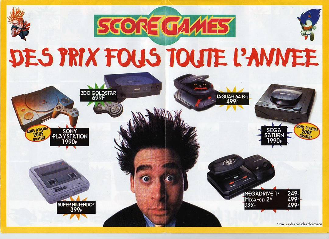 VingTroiSeize's tweet image. #french 🇫🇷 #advert #SCOREGAMES #Shop #PS1 #PSX #Playstation #SONY #3DO #Goldstar #Haguar #ATARI #64Bit #Sega #Saturn #MegaDrive #MegaCD #MegaCD2 #32X #SNES #SuperNintendo #Retroconsole #Retrogaming #80s #90s #Geek