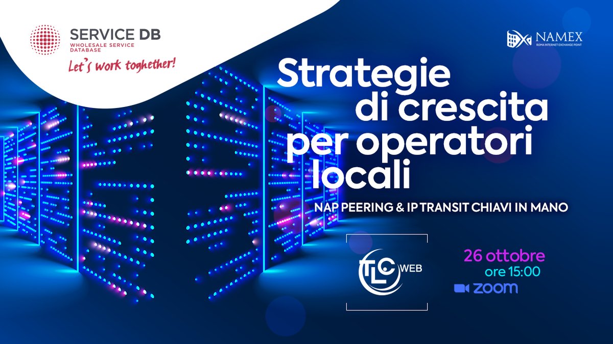 namex_ixp's tweet photo. Tornano le iniziative di Namex Marketplace, con gli eventi Let's work together di @Service__DB! Questa volta il nostro ospite sarà @tlcweb. 

Parleremo dei vantaggi di afferire a un #IXP member-based per gli operatori locali

Iscriviti ora:---> https://t.co/VcU8A2PzWH https://t.co/WUnirpFP0n