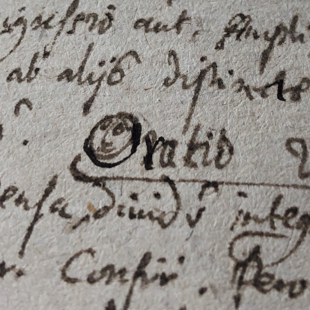 He must have enjoyed teaching - Adam Draski, Cracow professor of rhetoric used an emoji in the word “oratio” in his lectures script (c. 1600) :)