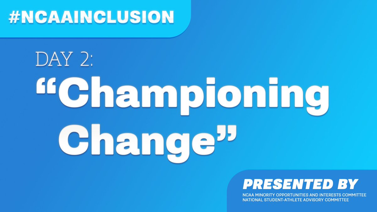 #NCAAInclusion | 𝐂𝐡𝐚𝐦𝐩𝐢𝐨𝐧𝐢𝐧𝐠 𝐂𝐡𝐚𝐧𝐠𝐞 
Today we outline personal and institutional steps that can be taken to achieve inclusive excellence.
Share ways you think diversity and inclusion efforts should and can be uplifted ⤵
