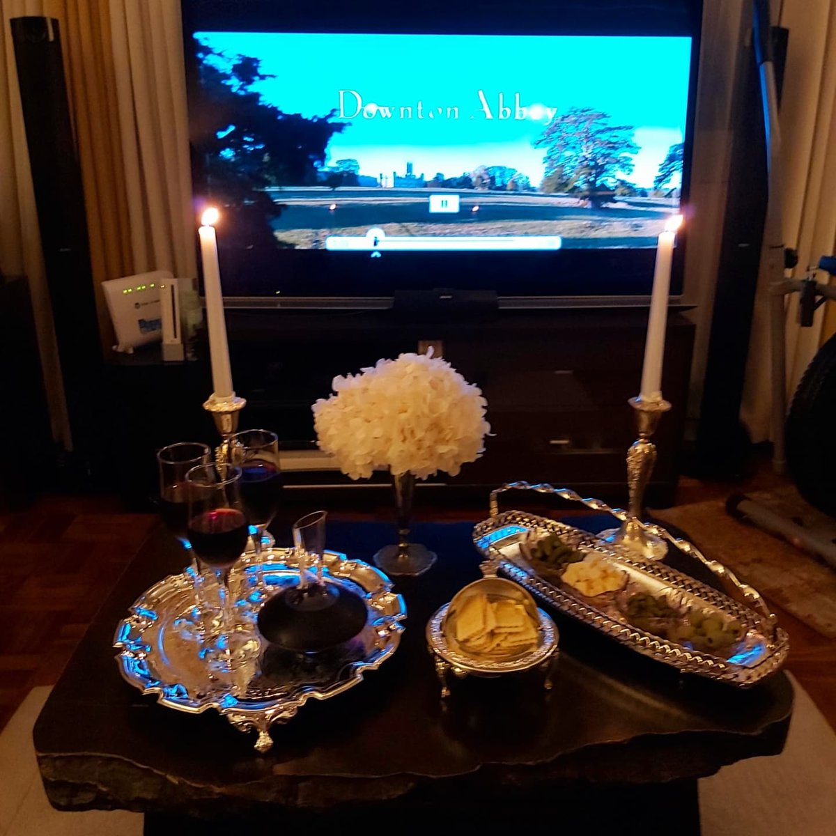 risa_del's tweet photo. A fitting wine & cheese night using my #QueenAnneSilverware and #godingersilver candle holders while watching #downtonabbeymovie on @netflixph last weekend. https://t.co/e448tJ1uSO