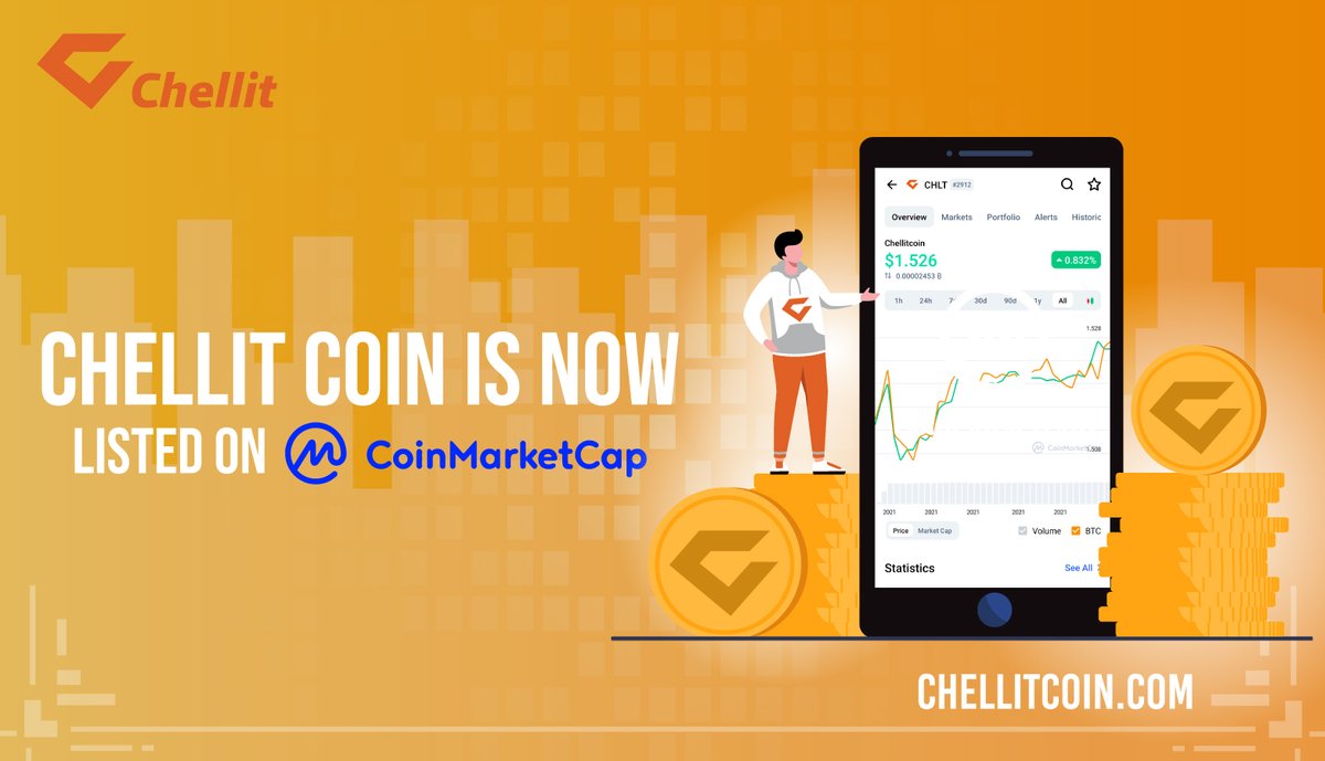 chellitofficial's tweet photo. We're now listed on #CoinMarketCap! 🤩
Add to your Watchlist: https://t.co/mZjCcUaR8e
Find latest updates on📊trading pairs, price, market cap and other key data!
#Chellitcoin #CHLT #Crypto #Cryptocurrency #Blockchain #ERC20 #Exchange #Trading #Listing @CoinMarketCap https://t.co/oTKyrLIwkw