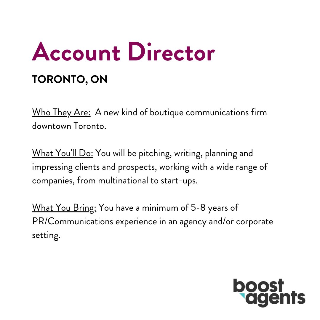 boostagents's tweet image. 📢 JOBS JUSt OUT!
Check out these roles:
-Account Director
-Marketing Manager
-Growth Marketing Specialist
APPLY NOW: boostagents.com/find-jobs/#!/ 
#torontojobs @torontojobboard @TOJOBS #hiringalert #remotejobs