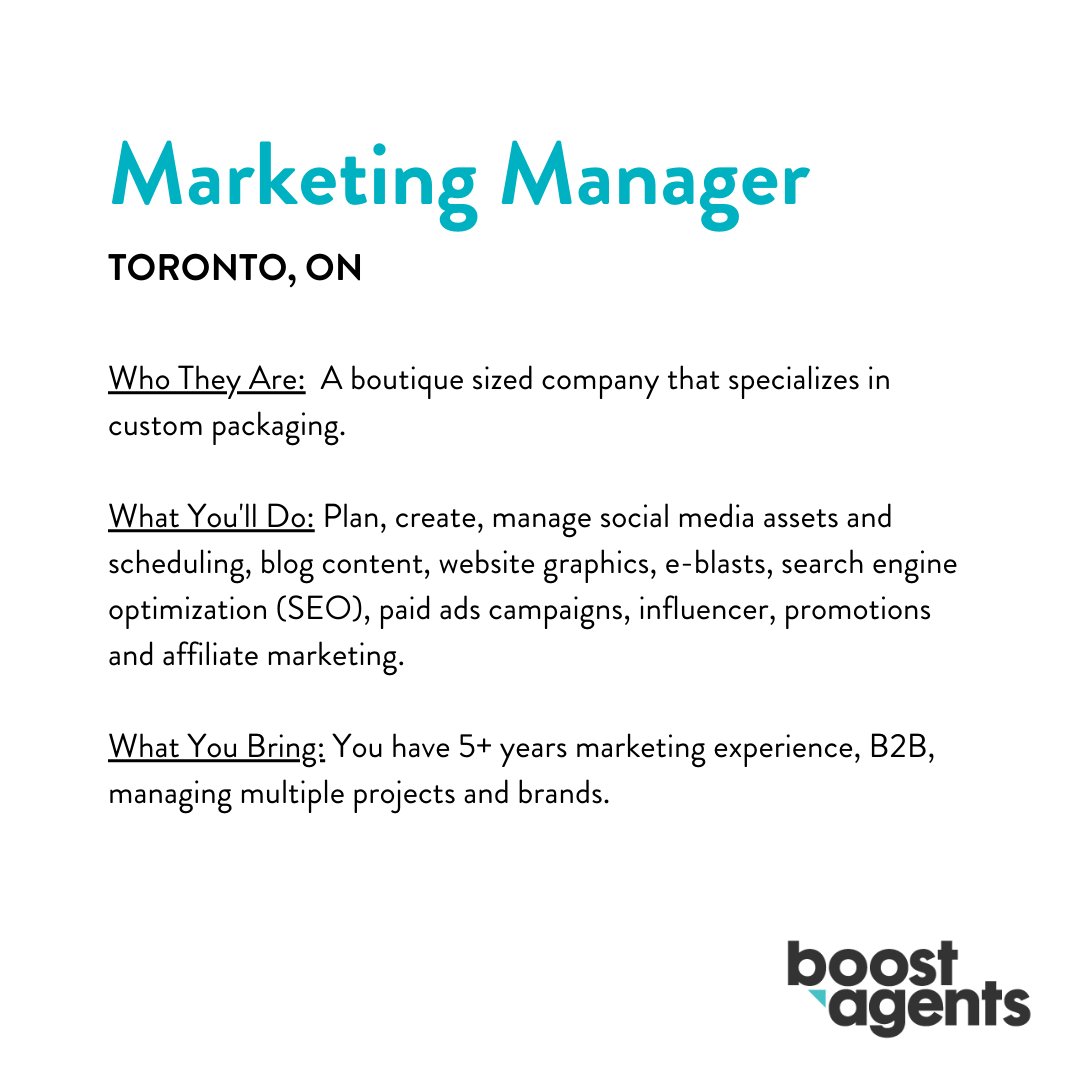 boostagents's tweet image. 📢 JOBS JUSt OUT!
Check out these roles:
-Account Director
-Marketing Manager
-Growth Marketing Specialist
APPLY NOW: boostagents.com/find-jobs/#!/ 
#torontojobs @torontojobboard @TOJOBS #hiringalert #remotejobs