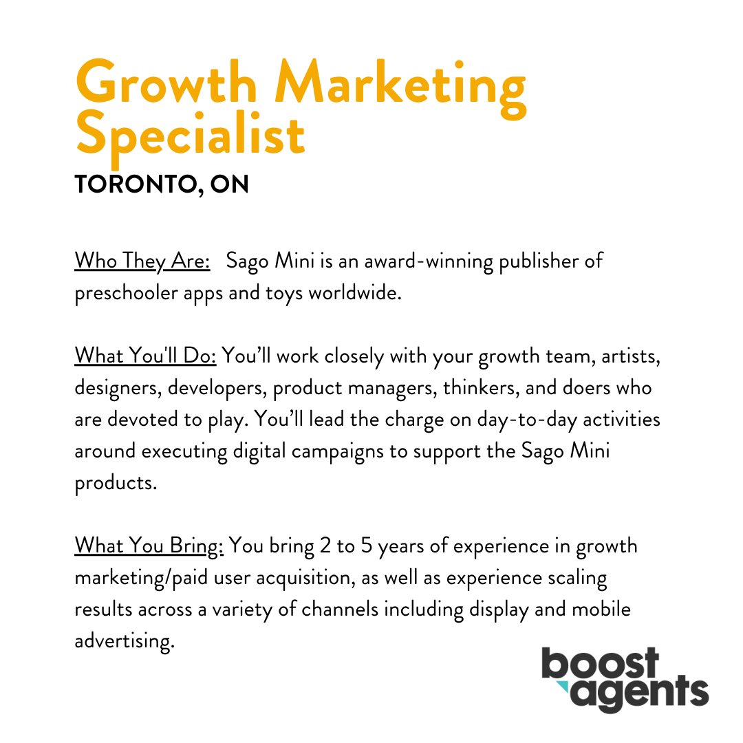boostagents's tweet image. 📢 JOBS JUSt OUT!
Check out these roles:
-Account Director
-Marketing Manager
-Growth Marketing Specialist
APPLY NOW: boostagents.com/find-jobs/#!/ 
#torontojobs @torontojobboard @TOJOBS #hiringalert #remotejobs