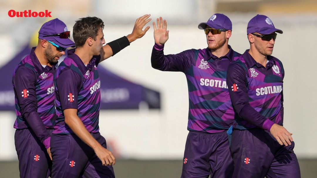 Outlookindia's tweet photo. Scotland beat Papua New Guinea by 17 runs and improve their chance to enter #T20WorldCup Super-12 stage. PNG are out. Highlights of #SCOvsPNG here: https://t.co/J2nYKgzbeC @ICC https://t.co/SiQOX0H0A1